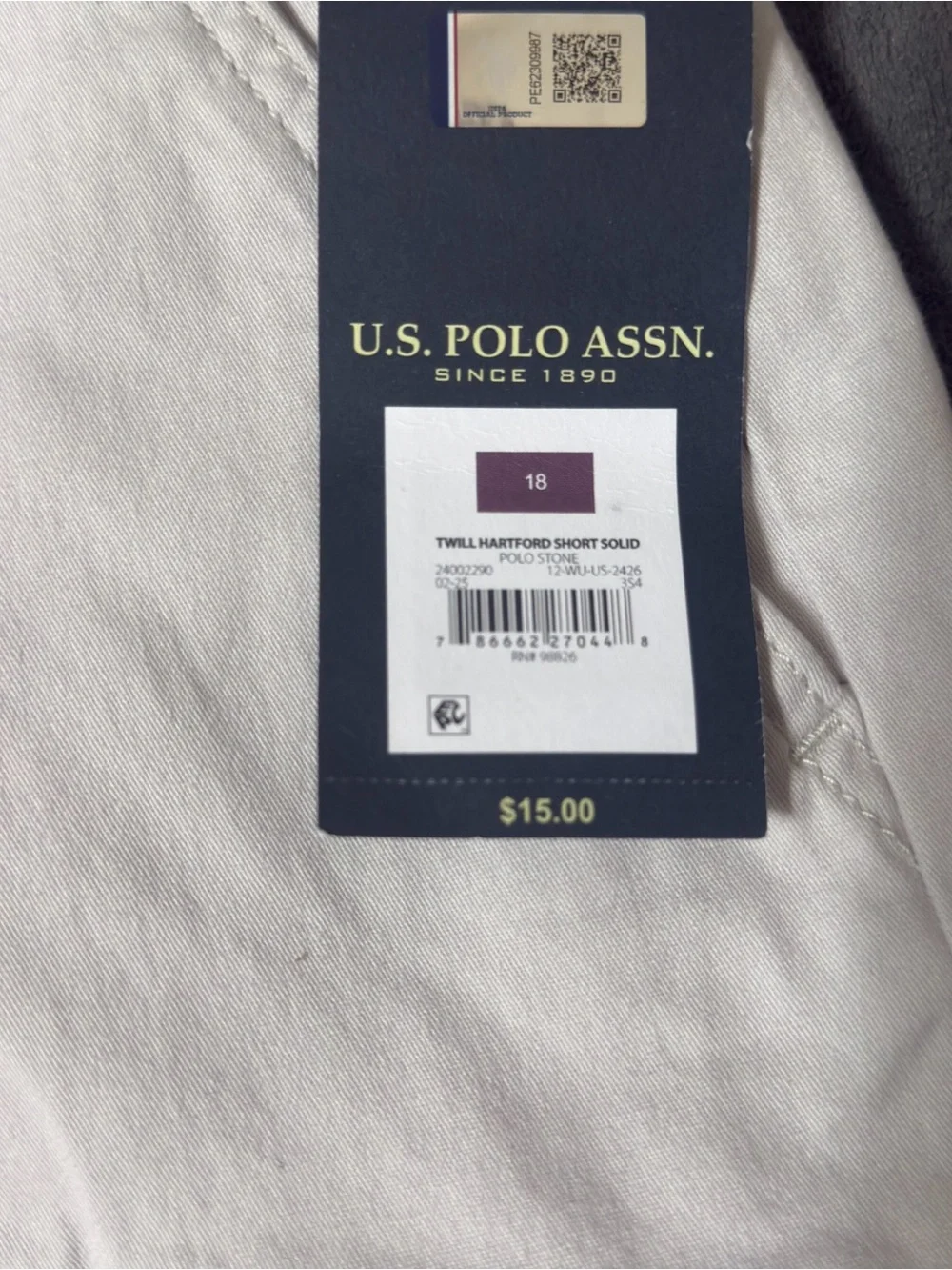 U.S. Polo Assn. Boy’s Twill Easy Hartford Chino Flat Front Shorts NWT